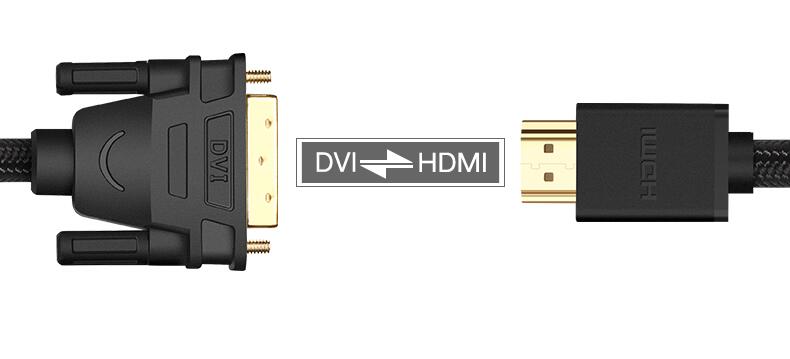 沐鸣2hdmi转dvi线，电脑电视1080P双向互转高清线