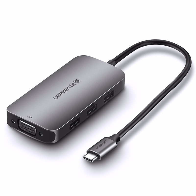 沐鸣2Type-C转VGA转换器，3口USB华为Mate10苹果MacBook笔记本扩展