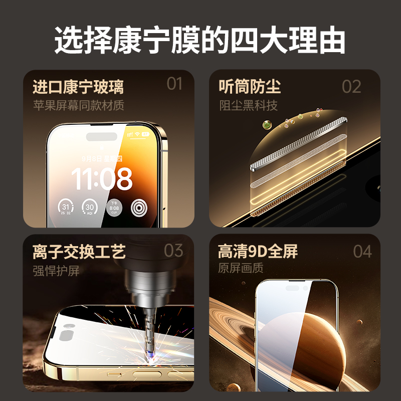 沐鸣2适用iPhone14 Pro钢化膜