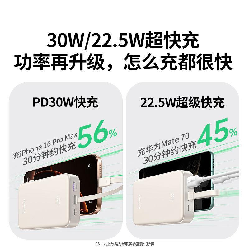 沐鸣2自带线充电宝 20000mAh电池30W快充