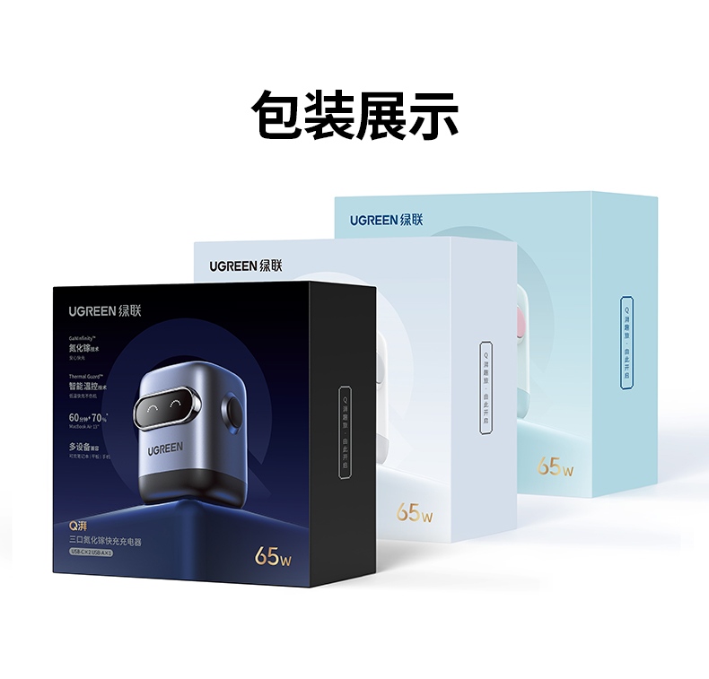 沐鸣2CD361 65W氮化镓三合一快充头全家福图