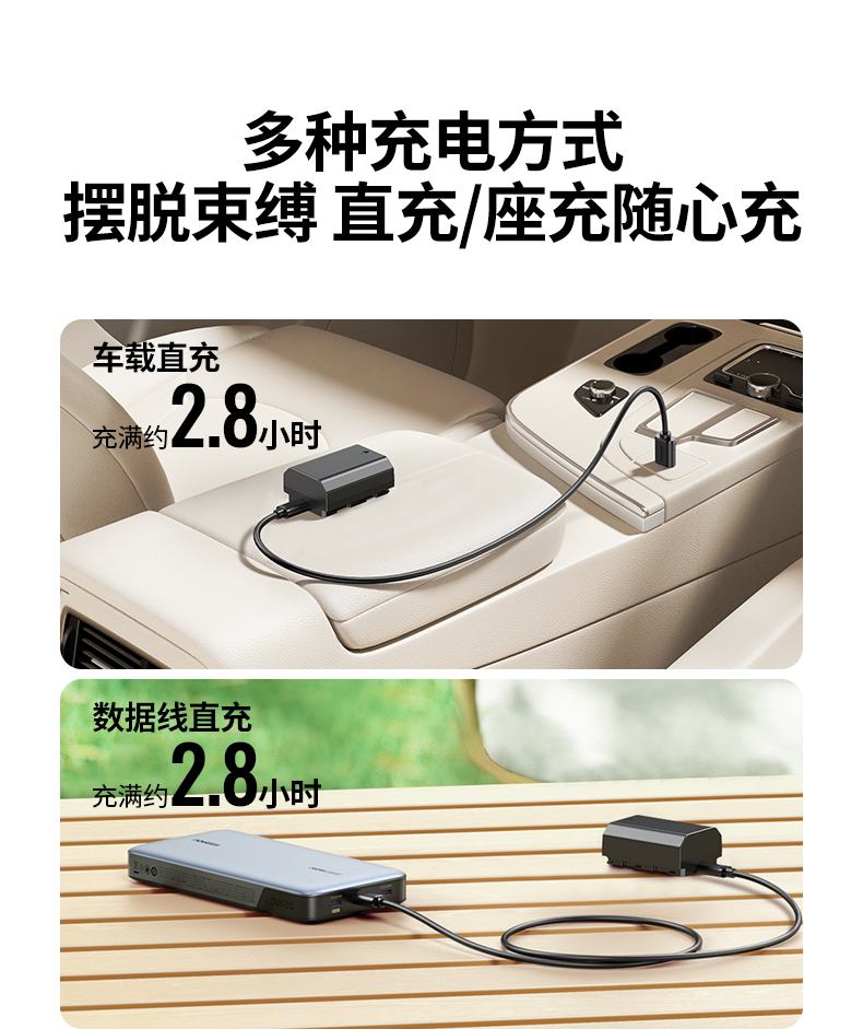 沐鸣2相机电池便携充电演示，旅行拍摄更安心