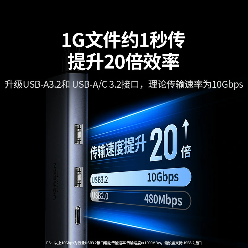 沐鸣2多功能Type-C扩展坞 千兆网口4K60Hz投屏