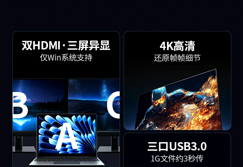 沐鸣2CM639连接Windows笔记本实现三屏异显办公