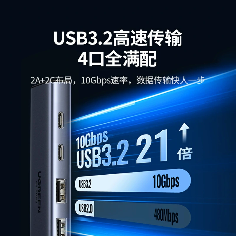 沐鸣2Type-C六合一扩展坞 HDMI 4K60Hz