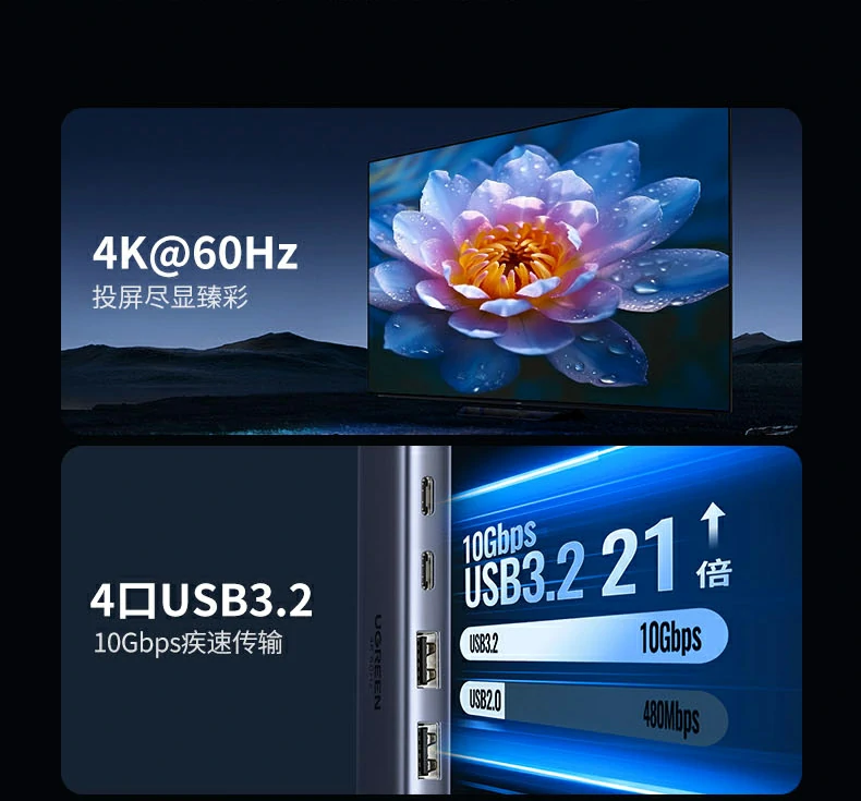 PD3.0 100W快充接口细节，支持MacBook 1.5小时快充