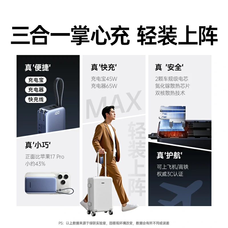 沐鸣265W三合一快充移动电源 10000mAh