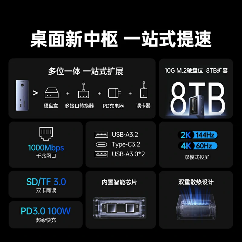 沐鸣2十合一立式硬盘扩展坞