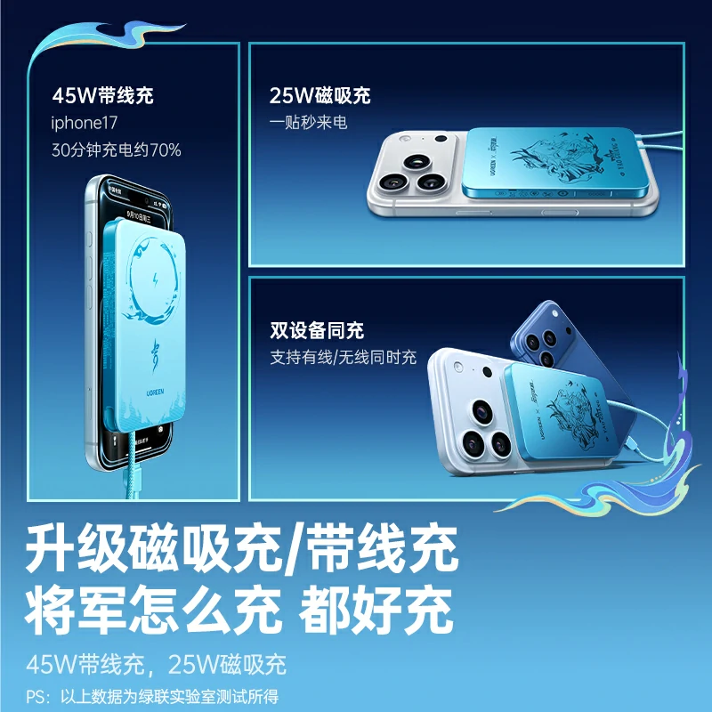 沐鸣2崩坏星穹铁道联名磁吸充电宝 45W快充 10000mAh