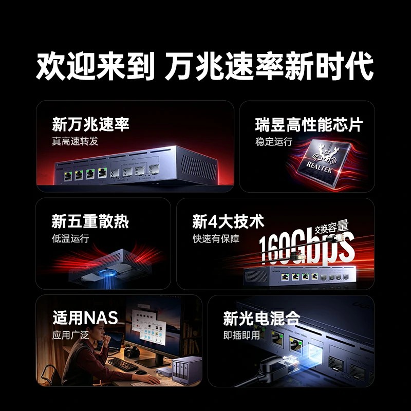 沐鸣28口万兆光电混合交换机
